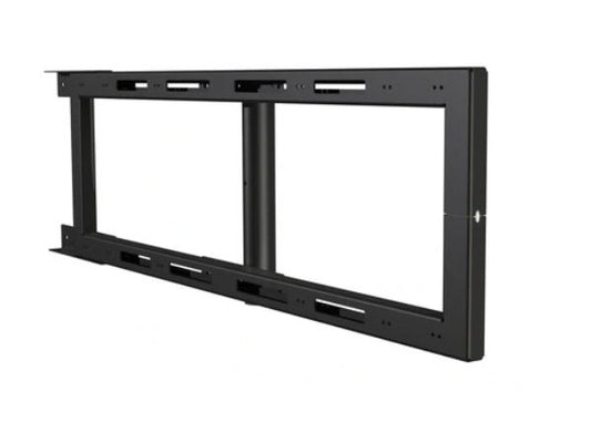 The PEERLESS ACC-MBF is a black menu board mount frame designed to connect DS-MBX/Y/Z models, supporting screens from 40 to 48 inches. Engineered for ceiling attachment, the unit offers RoHS compliance, TAA compliance, and robust U.S.-made quality—ideal for commercial AV environments.