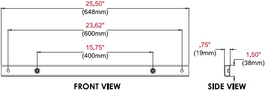 PEERLESS ACC-V600X Accessory Adaptor Rails, 600x400mm Mount