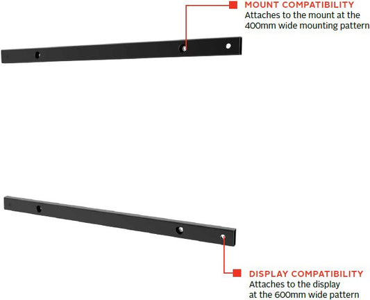 Rails adaptateurs pour accessoires PEERLESS ACC-V600X, montage 600 x 400 mm