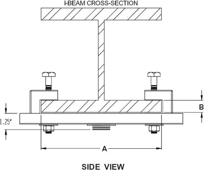 Peerless ACC559 I-Beam Clamp, Adjustable 7–12 in, 250 lb Capacity