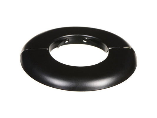 The PEERLESS ACC640-B Black Escutcheon Ring is designed to seamlessly conceal ceiling openings for a clean installation. Compatible with 1.5-inch schedule 40 extension columns, it features a hinged design for easy installation—no tools needed. Ideal for commercial AV setups, this accessory enhances the visual appeal of ceiling-mounted monitor and TV systems.