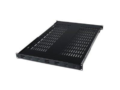 1U ADJUSTABLE VENTED SERVER RACK MOUNT SHELF - 175LBS - 19.5 TO 38IN ADJUSTABLE MOUNTING DEPTH UNIVERSAL TRAY FOR 19IN AV/ NETWORK EQUIPMENT RACK -