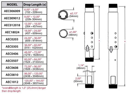 Peerless AEC018024-W 18–24" Adjustable Extension Column, White