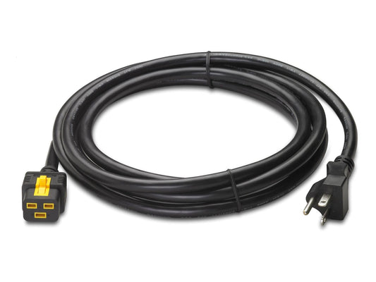 The APC Locking Power Cord (AP8751) features a secure C19 to NEMA 5-20P connection, ideal for power-critical environments. With a 9.84-foot reach and UL/CSA certifications, this 3.0m black cord supports high-quality, standards-compliant installations while ensuring TAA and RoHS compliance.