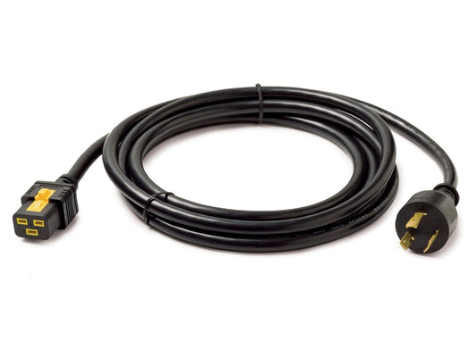 Power Cord, Locking C19 to L6-20P, 3.0m. Designed for secure, high-performance connectivity in demanding environments, this APC locking power cord ensures stable power transfer using a C19 to NEMA L6-20P configuration. With 2-year support and compliance with UL and CSA certifications, it ensures durability and safety.