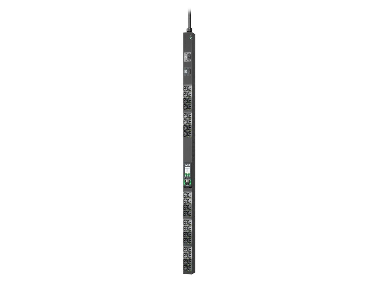 APC NetShelter Rack PDU Advanced is a vertical 0U, high-efficiency power distribution unit delivering 5KW across 40 outlets with a 208V single-phase input. Designed for high-density IT environments, it includes a switched configuration with a NEMA L6-30P input plug, making it ideal for advanced data center applications requiring remote power control. This unit supports advanced power monitoring and management while maintaining compliance with TAA standards.