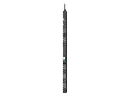 APC NetShelter Rack PDU Advanced is a vertical 0U, high-efficiency power distribution unit delivering 5KW across 40 outlets with a 208V single-phase input. Designed for high-density IT environments, it includes a switched configuration with a NEMA L6-30P input plug, making it ideal for advanced data center applications requiring remote power control. This unit supports advanced power monitoring and management while maintaining compliance with TAA standards.
