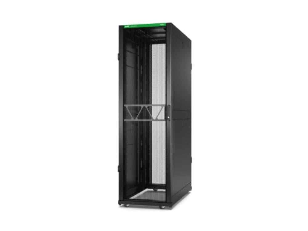 The APC NetShelter SX Gen 2 42U rack enclosure is a robust, steel-constructed cabinet designed for high-density networking applications. Measuring 600mm x 1200mm, this model includes side panels and a black finish, making it ideal for modern data centers where functionality meets form. Engineered for server and AI equipment, it ensures optimal airflow and long-term equipment reliability.