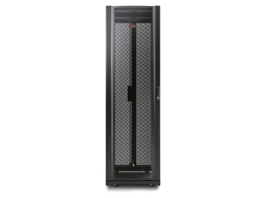 NetShelter AV 42U Rack Enclosure by APC offers 600mm width and 825mm depth, featuring black finish and 10-32 threaded rails with side panels. Ideal for AV environments requiring compact size and flexibility. Backed by a 5-year repair or replace warranty and compliant with RoHS and TAA standards.