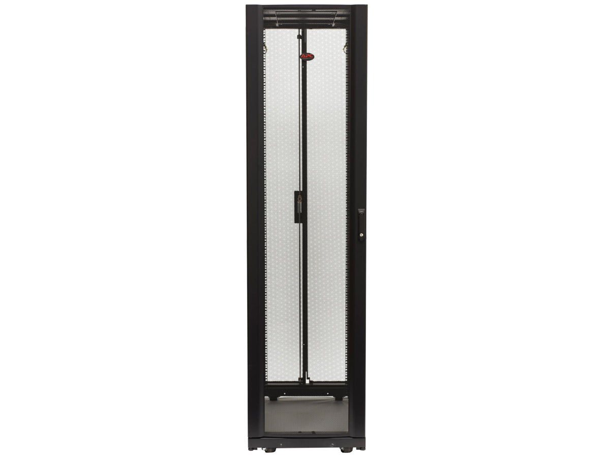 The APC NetShelter SX3K 48U is a robust 600mm wide by 1200mm deep enclosure designed for industrial and IT applications. It features a durable black finish, shock packaging rated for 3500lb, and side panels for added equipment protection. Compliant with RoHS and TAA standards, this enclosure comes with a 5-year repair or replacement support plan.