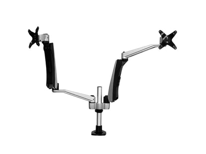 Save space and work in comfort with this premium StarTech dual monitor desk mount. Designed to accommodate two VESA-compatible displays up to 30 inches wide or up to 24 inches in vertical stacking, it features tool-less installation and full-motion articulating arms for maximum ergonomic flexibility. Ideal for professional workstations relying on multi-display configurations.