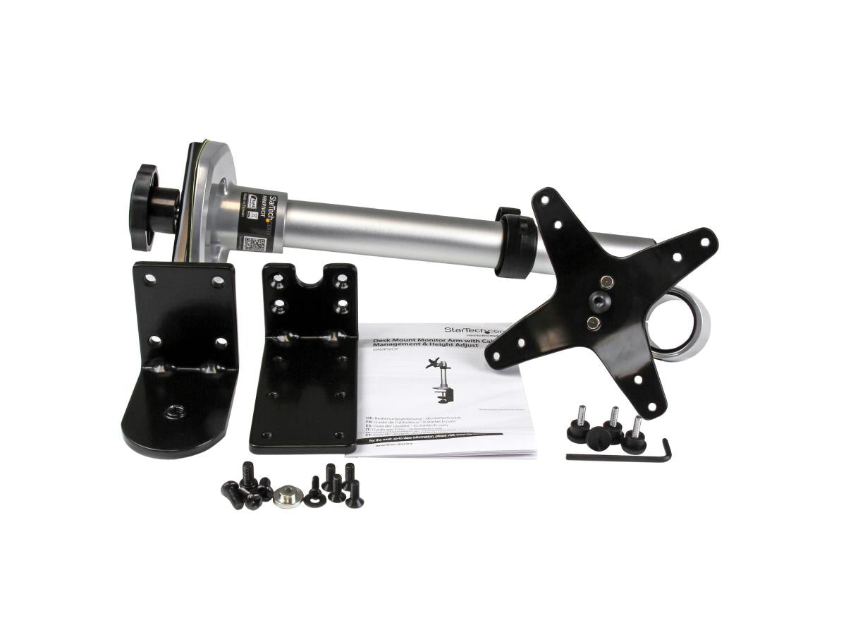 SINGLE MONITOR DESK MOUNT - HEIGHT ADJUSTABLE MONITOR ARM - UP TO 34IN (30.9LB/14KG) VESA MOUNT MONITORS STEEL DESK CLAMP GROMMET MONITOR MOUNT