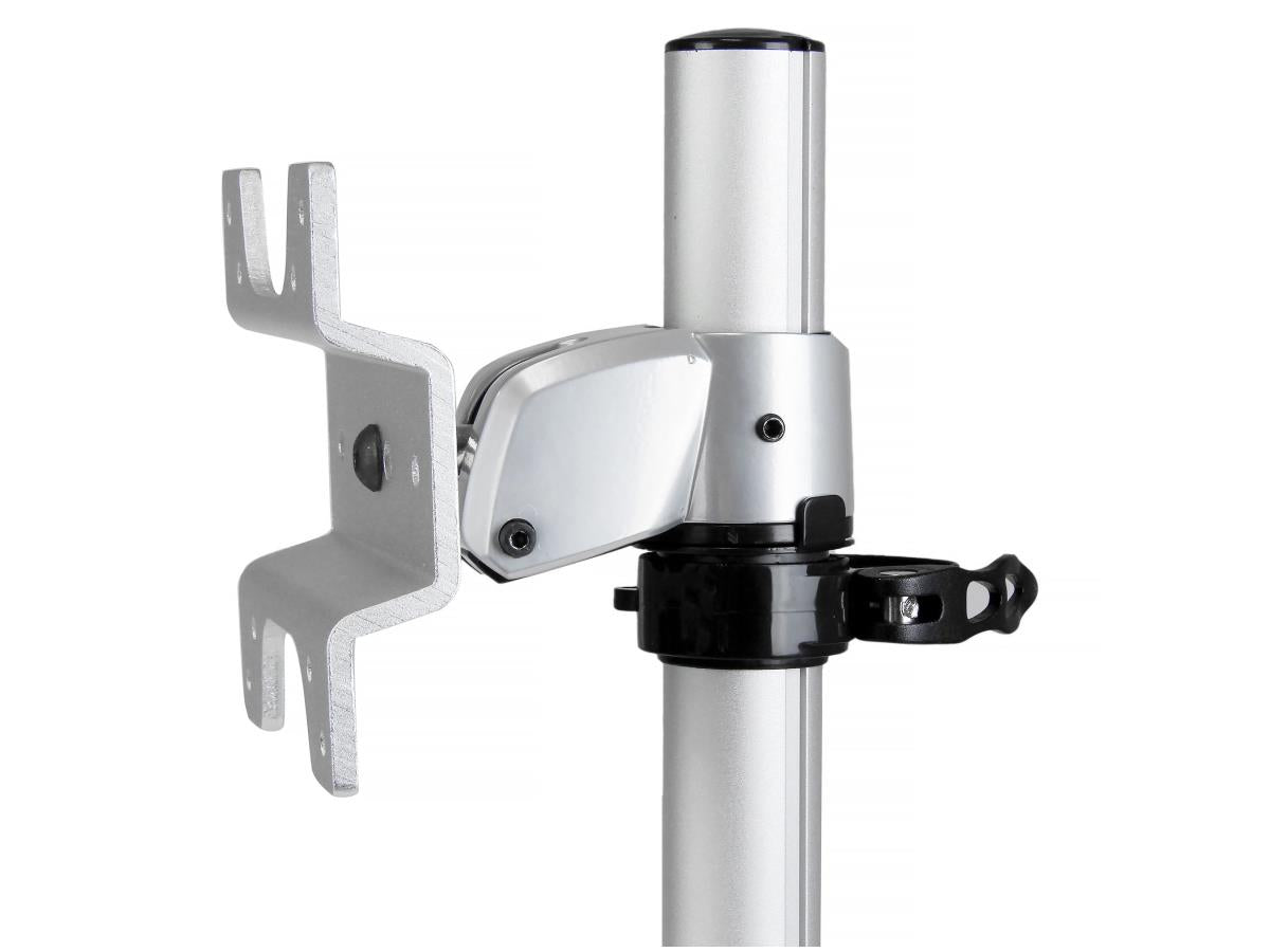 Place a display up to 30 inches at your desk using this ergonomic, height-adjustable monitor stand. Designed to work with VESA-compatible displays, including Apple iMac and Cinema Displays, it offers full 360-degree rotation, tilt, and swivel. Its aluminum-steel construction supports flat, curved, or ultrawide monitors up to 30.9 lb with integrated cable management for a clean setup.