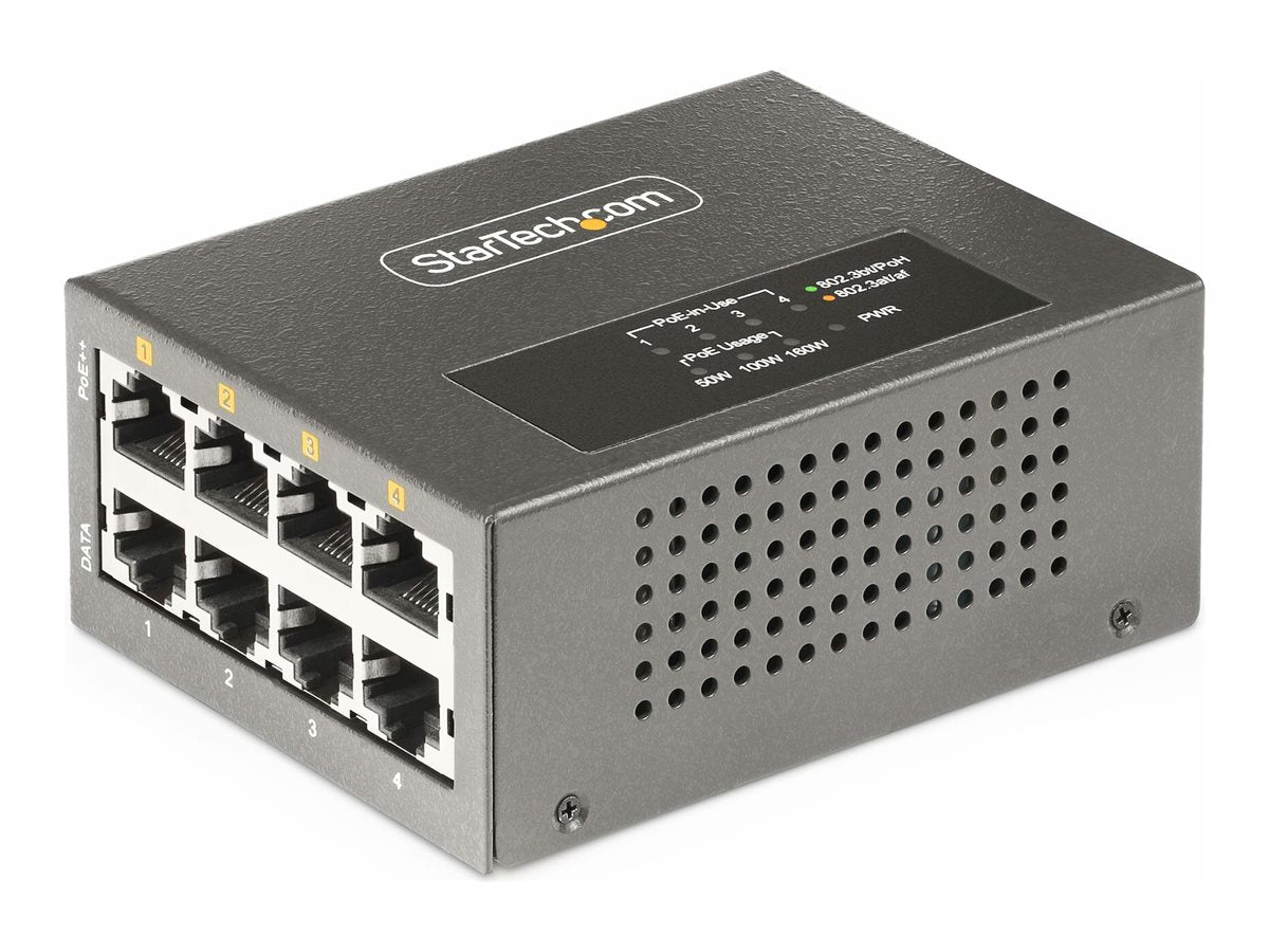 Injecteur PoE multi-Gigabit StarTech 4 ports, 95 W, montage mural/DIN