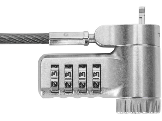 TARGUS ASP66GLX-25S DEFCON Trapezoid Serialized Combo Cable Lock offers a secure and efficient locking solution for large device fleets. This 25-pack includes mini cable locks that are compatible with multiple lock slots, including Kensington T-bar, Noble WEDGELOCK, and Nano. With a slim profile, TAA compliance, and a two-year limited warranty, it ensures both flexibility and regulatory alignment for institutional deployments.