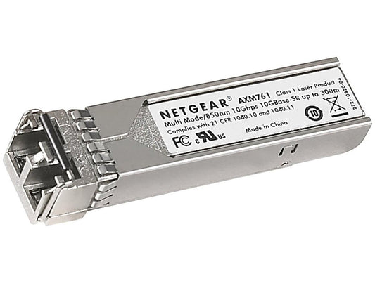 The NETGEAR ProSafe 10GBASE-SR SFP+ LC GBIC is a high-performance transceiver designed for seamless 10 Gigabit Ethernet connectivity. Supporting distances up to 984.25 feet over multimode fiber at 850 nm, it offers reliable data transmission for dense network environments. Backed by a 5-year hardware warranty, it's ideal for mission-critical deployments.