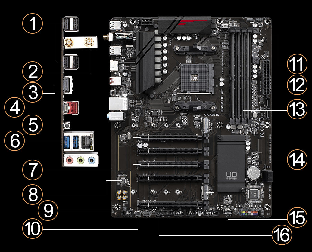 GIGABYTE B550 UD AC ATX Motherboard, AMD B550 Chipset