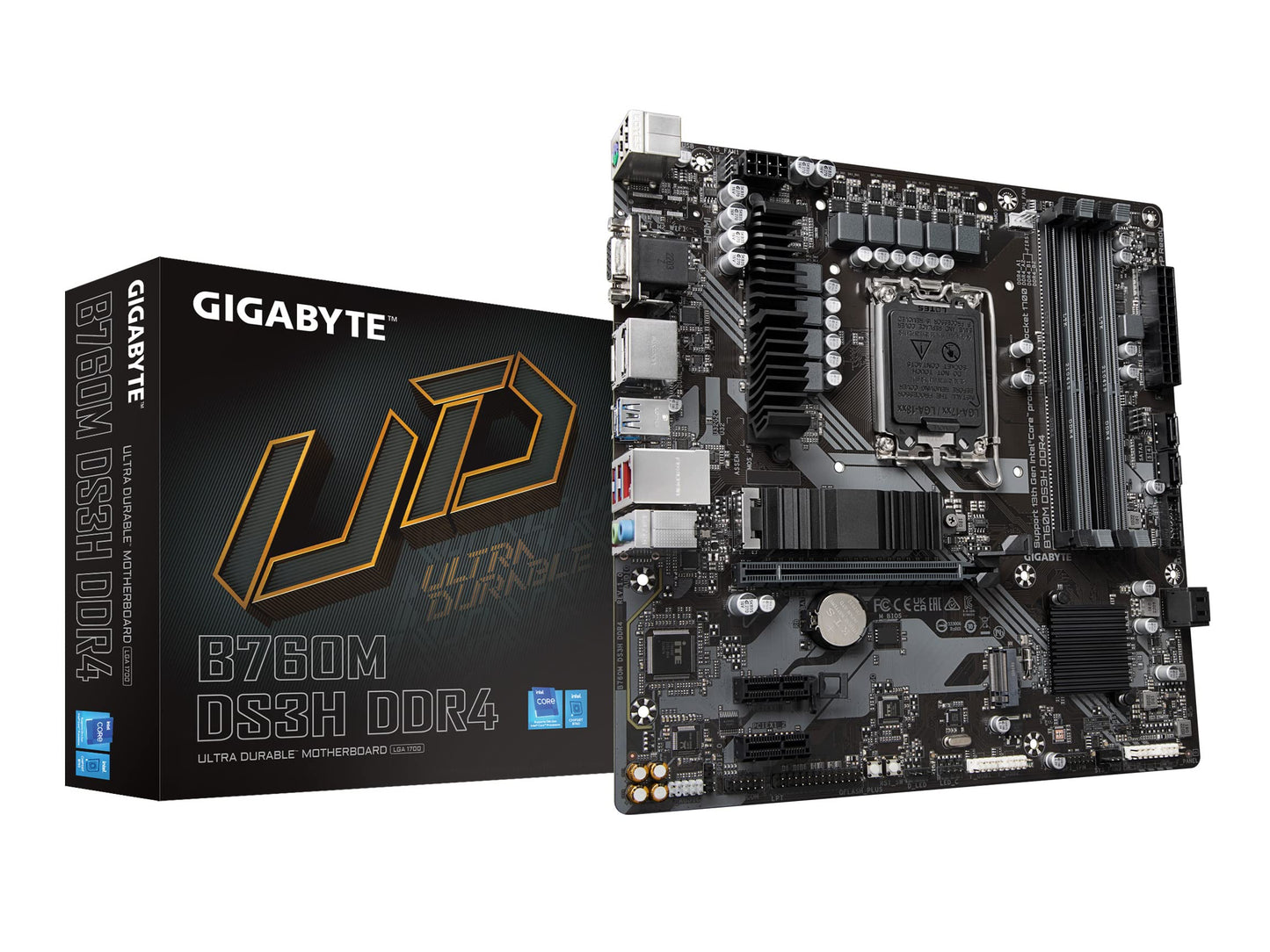 Gigabyte B760M DS3H DDR4 Micro ATX Motherboard, LGA1700, Intel B760