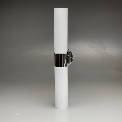 CASK Sconce Cylindrical Lighting Fixture White & Silver 3-1/4"Dx24"H ILV068C