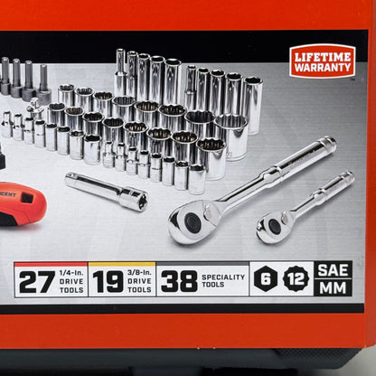 CRESCENT 1/4-Inch & 3/8-Inch Drive 6 & 12 Point SAE/Metric Mechanics Tool Set