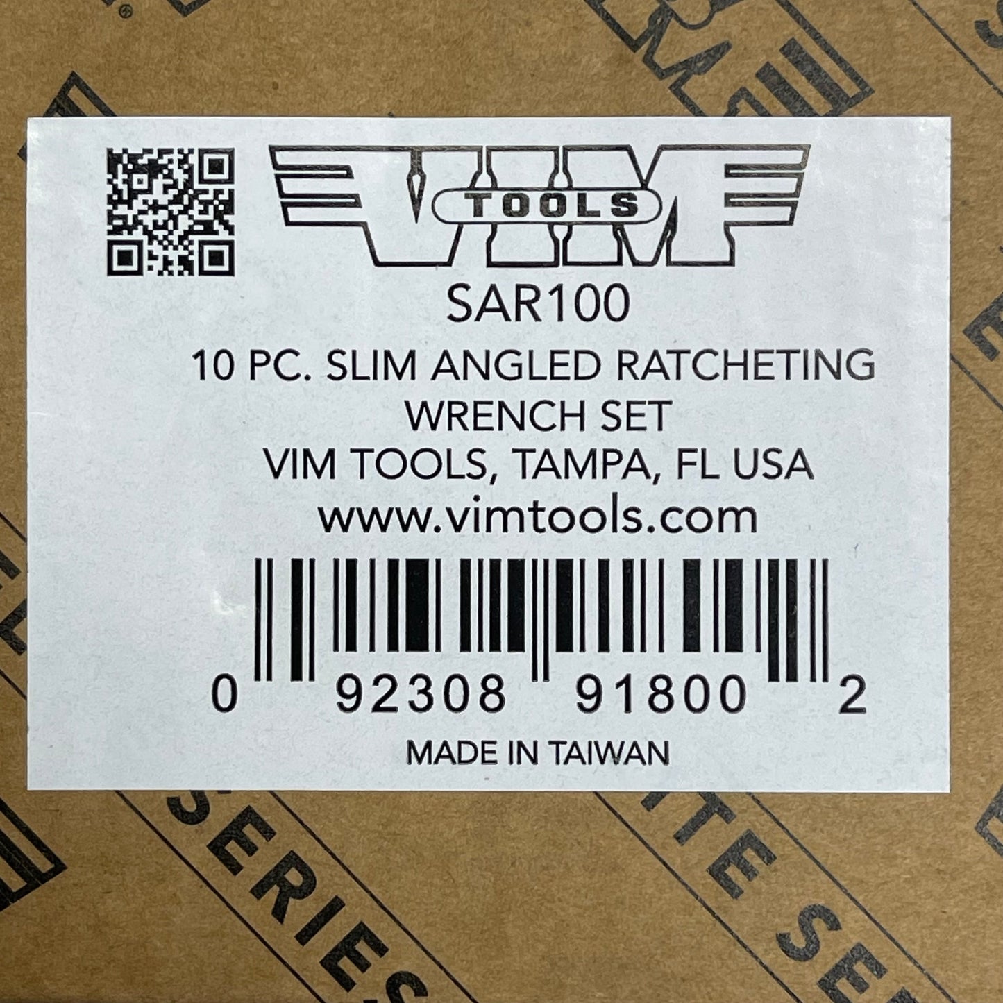 VIM TOOLS 10 Piece Slim Angled Ratcheting Wrench Set 10mm-19mm Steel SAR100