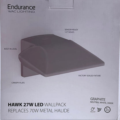 ENDURANCE WAC LIGHTING Hawk LED Flood Light Wall Pack 27W Graphite WP-LED227