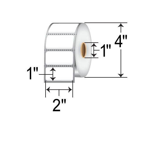Étiquettes en papier Brother BCS1A025051 TT, 2 x 1 po, diamètre extérieur 5 po, boîte de 4 rouleaux