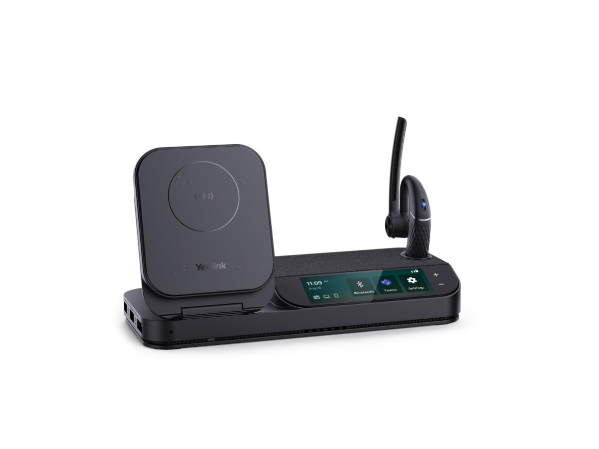 The Yealink BH71 Workstation is a Microsoft Teams-certified mono Bluetooth headset designed for professional office environments. This lightweight 18g headset delivers excellent voice clarity with 4-microphone beamforming noise cancellation and a personalized fit using three sizes of eartips and an adjustable ear hook. The included workstation base enhances productivity with USB connectivity, built-in speakerphone, wireless charging, and a color touchscreen control center.