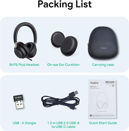YEALINK BH76 UC Black USB-A Bluetooth Headset