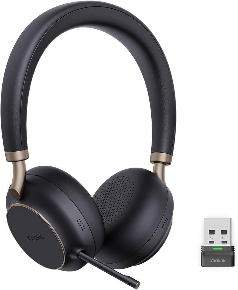 Casque supra-auriculaire sans fil Yealink BH76 avec support de charge USB-C Noir