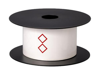 This 3in x 2in thermal transfer GHS white label from Brother is engineered for hazardous shipping and storage compliance. Featuring a durable 3mil construction, it's designed for longevity with a lifespan of over five years and is compatible with BMSLPR03xx ink ribbons. Ideal for identifying chemical containers with two-diamond GHS markings, this U.S.-made, TAA-compliant label comes in rolls of 250 and is optimized for industrial printing systems.