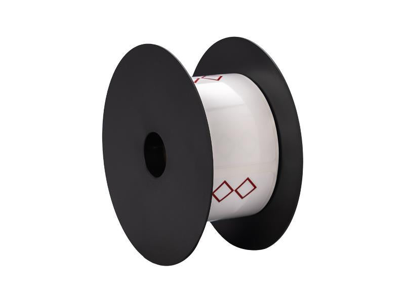 This 3in x 2in thermal transfer GHS white label from Brother is engineered for hazardous shipping and storage compliance. Featuring a durable 3mil construction, it's designed for longevity with a lifespan of over five years and is compatible with BMSLPR03xx ink ribbons. Ideal for identifying chemical containers with two-diamond GHS markings, this U.S.-made, TAA-compliant label comes in rolls of 250 and is optimized for industrial printing systems.