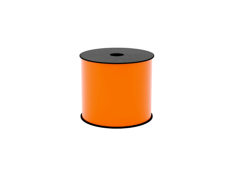 Brother BMSLT406HP is a 4-inch wide thermal transfer continuous vinyl label in orange, designed for long-term durability and high-visibility printing applications. Engineered for use with BMSLPR03xx ink ribbons, this 2.4-mil label supports industrial-grade marking with a life expectancy of over 10 years. Supplied as a 150-foot roll on a 5-inch outer diameter and 1-inch core.