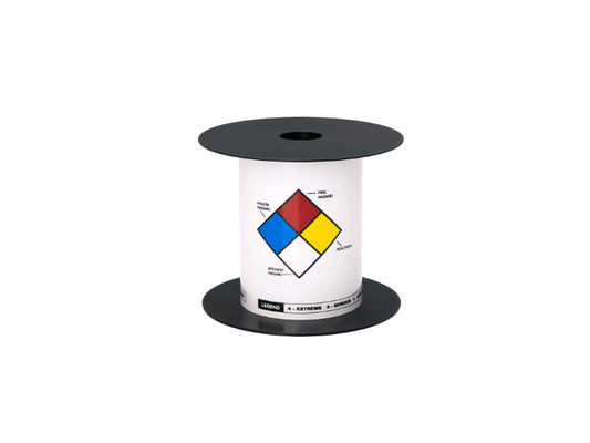 The Brother BMSLT46NFPA TT NFPA Color Diamonds Label is a high-durability solution for industrial and compliance labeling needs. Manufactured in the USA, it measures 4x6 inches and comes with 200 white labels per roll on a 5-inch outer diameter core. It is compatible with BMSLPR03xx ink ribbons and built for over 5 years of reliable use in demanding environments.