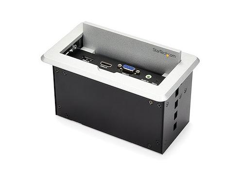 The StarTech BOX4HDECP2 Conference Table Connectivity Box streamlines AV connections in modern meeting spaces. With support for HDMI, VGA, and DisplayPort inputs, plus direct LAN connectivity and USB charging, it enables seamless content sharing from multiple devices. Organize cables effectively while delivering a polished, professional tabletop integration.