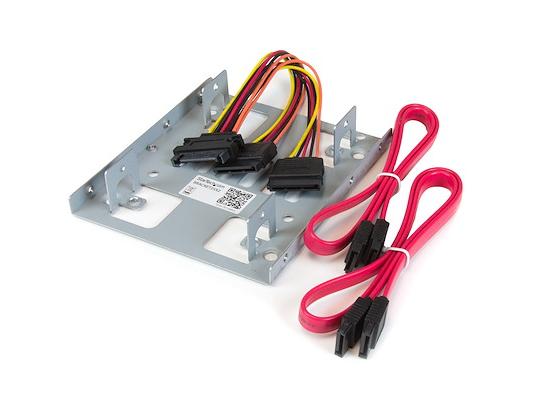 Mount two 2.5in SATA SSDs or HDDs into a single 3.5in drive bay with this durable steel bracket from StarTech. Ideal for enhancing storage flexibility in desktops or servers, this TAA-compliant accessory ensures compatibility and easy installation. Featuring a compact profile and lifetime warranty, it provides a simple solution for maximizing system storage configurations.