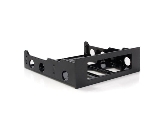 Install your 3.5-inch peripherals with ease using the StarTech 3.5in to 5.25in front bay mounting bracket. This black bezel adapter transforms an unused 5.25-inch front bay into a functional space for USB hubs, media readers, and more. Ideal for IT professionals handling desktop customization and component installations.