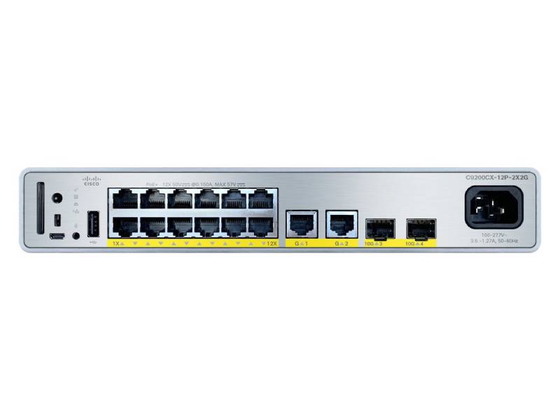 Catalyst 9200CX delivers enterprise-class Layer 2 and Layer 3 switching in a compact form factor with 12 PoE+ gigabit ports, 240W power budget, and advanced network capabilities. Designed for performance and flexibility, it includes 4 uplinks (2x10G SFP+, 2x1G), 4GB RAM, and 8GB flash. Ideal for secure, scalable wired connectivity in edge environments.