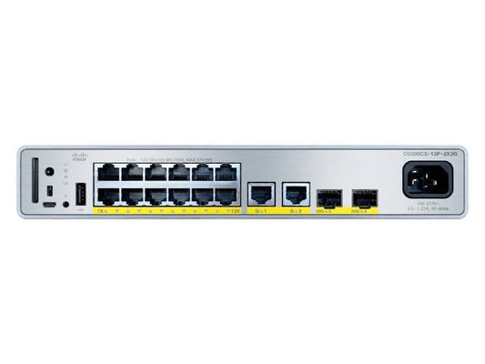 Catalyst 9200CX delivers enterprise-class Layer 2 and Layer 3 switching in a compact form factor with 12 PoE+ gigabit ports, 240W power budget, and advanced network capabilities. Designed for performance and flexibility, it includes 4 uplinks (2x10G SFP+, 2x1G), 4GB RAM, and 8GB flash. Ideal for secure, scalable wired connectivity in edge environments.