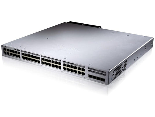 High-performance Cisco Catalyst 9300L-48P-4X-E switch featuring 48 PoE+ ports and 4 x10G uplinks. Designed for wired gigabit Ethernet networks, it offers 8GB RAM, 16GB flash, and advanced protocols such as RIPv1, RIPv2, and RIPng. Comes with enhanced lifetime hardware warranty.