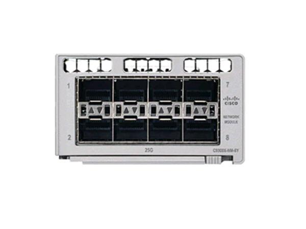 The Cisco Catalyst 9300 8 x 10G/25G Network Module delivers high-speed connectivity expansion for Catalyst 9300 Series switches. Designed to offer eight SFP-compatible ports supporting 1GbE, 10GbE, and 25GbE, it provides scalable performance for enterprise networks. With support for TAA compliance, it meets stringent government requirements.