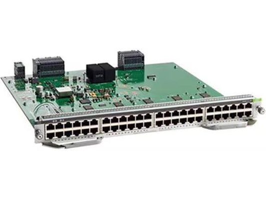 The Cisco Catalyst 9400 Series 48-Port Line Card delivers scalable and secure Gigabit Ethernet connectivity. Designed as a plug-in line card with RJ-45 interfaces, it offers nonblocking access for high-performance enterprise switching and is backed by an enhanced limited lifetime hardware warranty. Ideal for core and access layer transitions, it’s engineered for productivity, security, and uptime.
