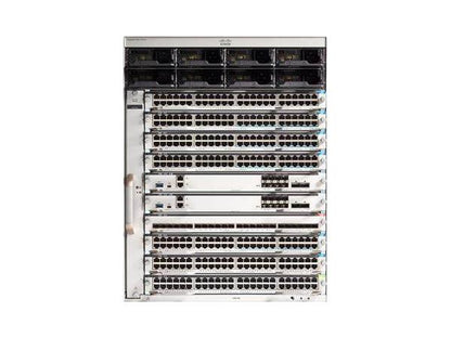 The Cisco Catalyst 9400 Series C9410R is a modular 10-slot chassis switch designed for enterprise-grade network infrastructure. Supporting both Layer 2 and Layer 3 operations with dual-stack IPv4/IPv6 routing and IEEE 802.3bt PoE+, it provides scalable and future-ready connectivity. Compliance with TAA and RoHS standards underscores its suitability for public sector and global deployments.