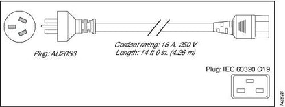 Cordon d'alimentation Cisco 4,3 m, 250 V, 16 A, Argentine - C9K-PWR-CAB-AC-AR=