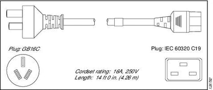 Cordon d'alimentation Cisco 4,3 m, 250 V, 16 A, Argentine - C9K-PWR-CAB-AC-AR=