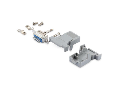 The StarTech C9PSM is an assembled DB9 male solder D-SUB connector featuring a plastic backshell, ideal for custom serial cabling. It includes one 9-pin DB-9 connector, is made from durable gray plastic, and is backed by a lifetime warranty for peace of mind. TAA compliant and manufactured in Taiwan, it ensures reliable performance in data communication tasks.