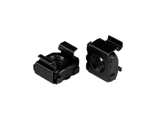 Install rack-mounted equipment with confidence using StarTech's M6 Cage Nuts, designed for durability and compliance. This 100-pack features all-black stainless steel construction, enhancing both the strength and aesthetic of your server or network rack setup. These cage nuts are ideal for standard rack installations requiring M6 fasteners.