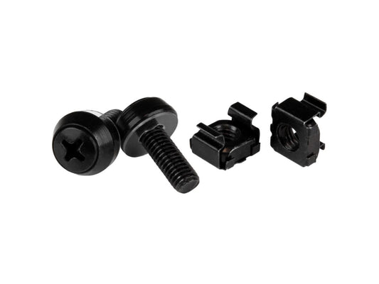 These high-quality M6 x 12mm black screws and cage nuts from StarTech are ideal for securely mounting equipment in server racks or cabinets. With robust all-black steel construction, this 100-pack provides a durable, professional-grade hardware solution for IT environments. TAA compliant and built for longevity, they’re engineered to support repeat installations and maintenance.