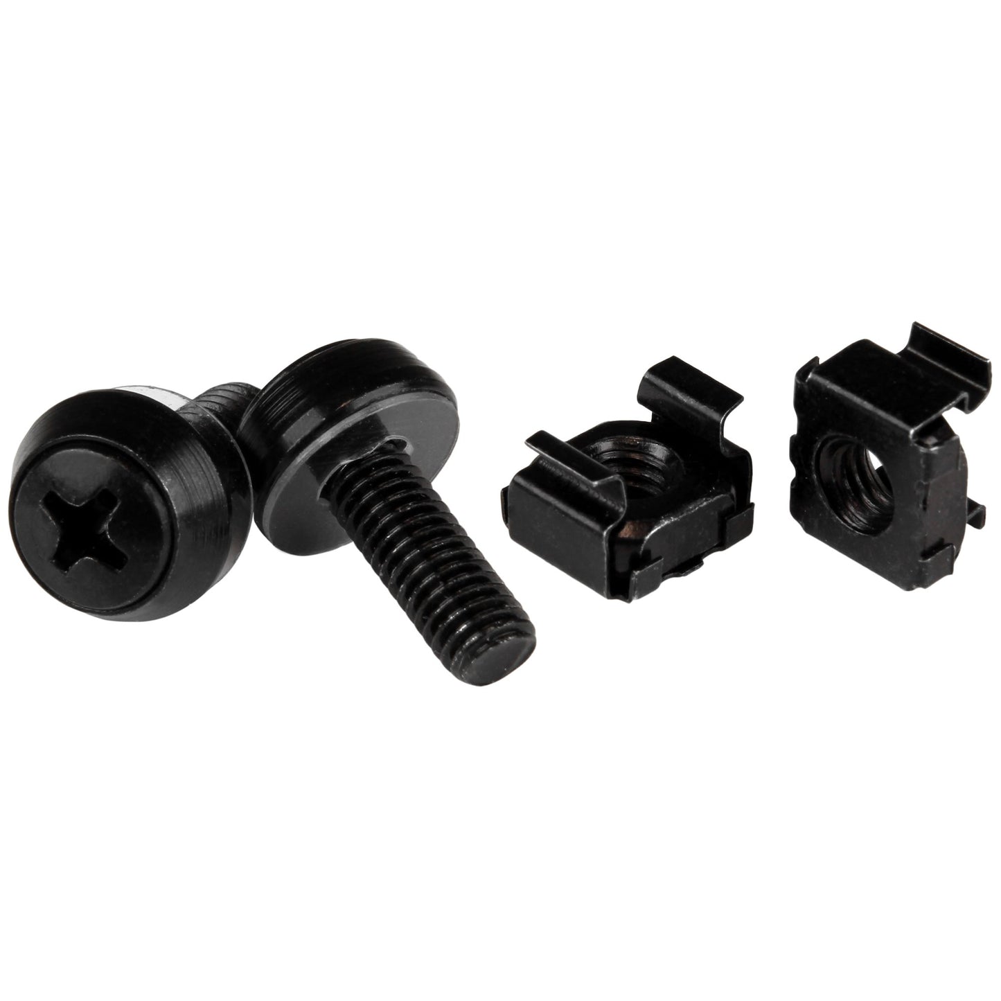 StarTech 50-Pack M6 Screws & Cage Nuts, Black Steel for Rack Mounting
