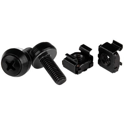 StarTech 50-Pack M6 Screws & Cage Nuts, Black Steel for Rack Mounting